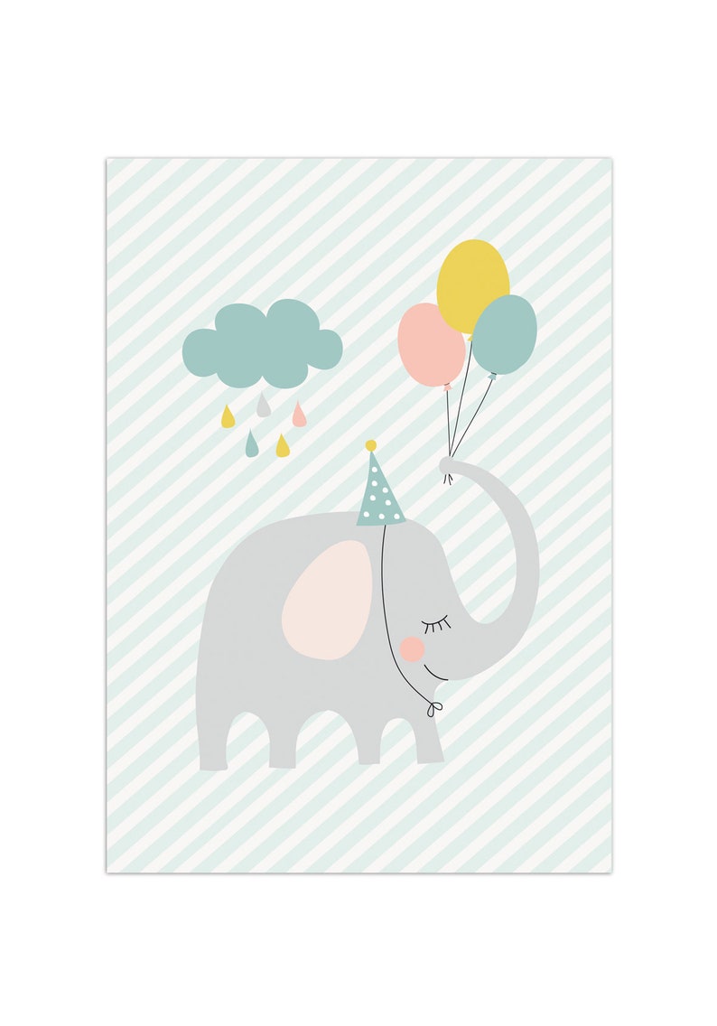 Kunstdruck / Bild / Poster kleiner Partyelefant Bild 2