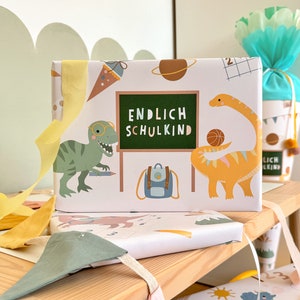 Carta da regalo per l'iscrizione a scuola Borsa per la scuola dell'infanzia "Dino Kids" regalo fai da te dinosauro per la scuola elementare