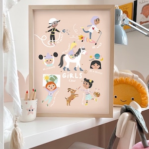 Impression d'art / tableau "Girls can" chambre d'enfant