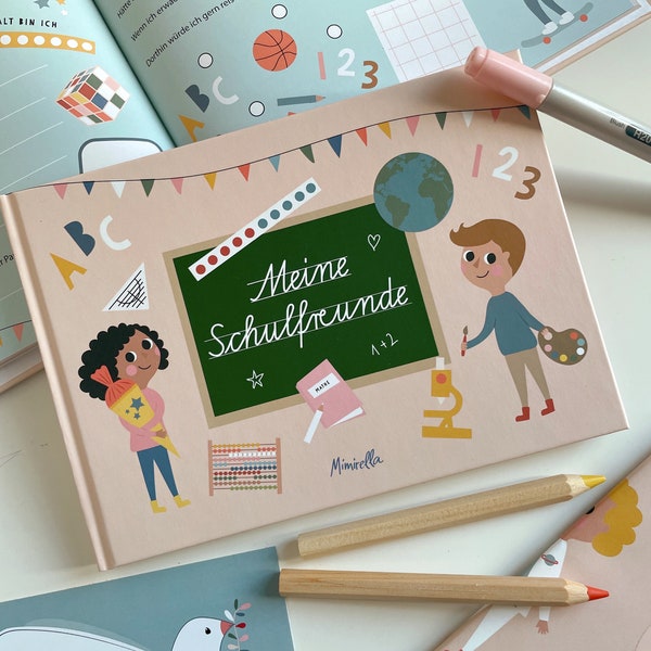 Freundebuch Endlich Schulkind für Schule & Kindergarten Einschulung Freundschaft Freundealbum