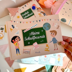 Libro de amigos Por fin un niño escolar para la escuela y el jardín de infancia Inscripción Álbum de amigos de la amistad