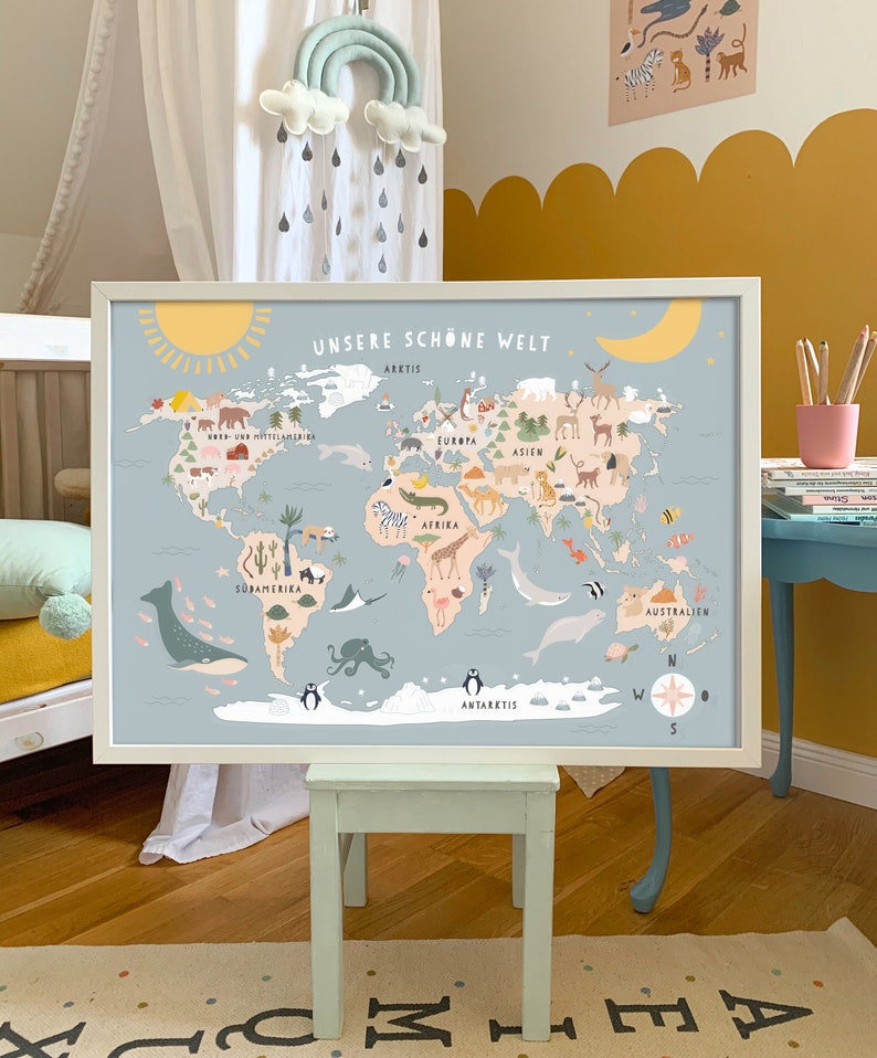 Print Our wonderful world world map image 1