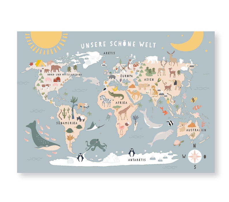 Print Our wonderful world world map image 2