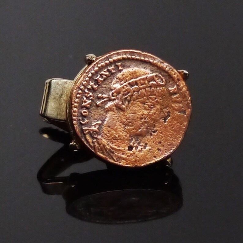 1950s Father/'s Day Gift Gold Plated Roman Revival Reproduction Copper Coin Tie Clip Vintage Mid-century Tie Clip in Excellent Condition