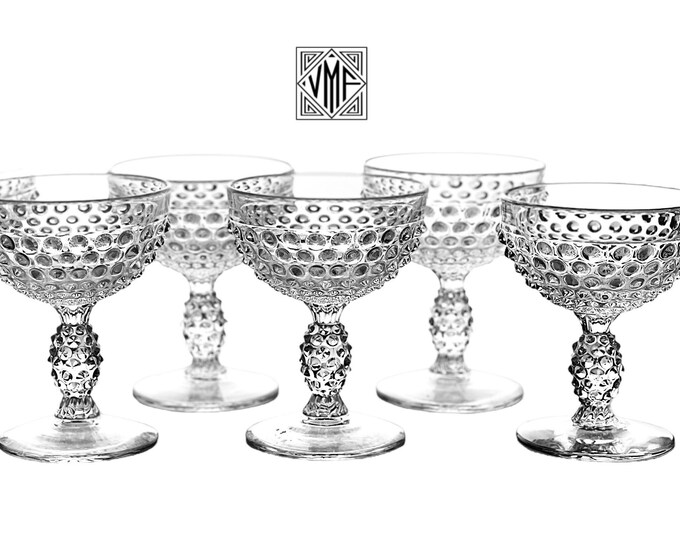 Antique Hobnail Coupe Cocktail Glasses Martini Champagne Stems 1940s