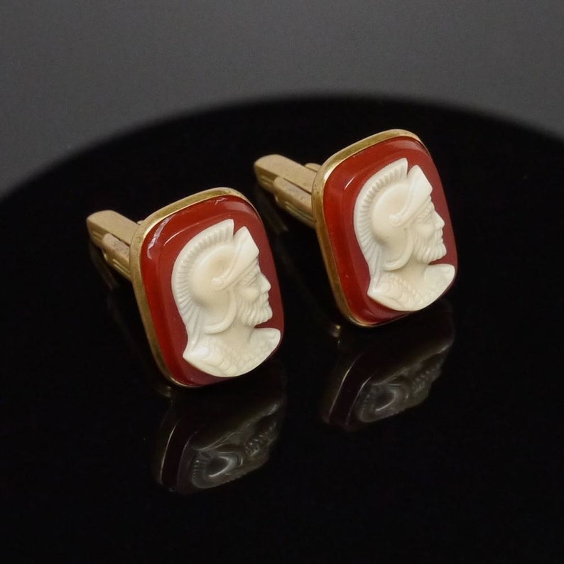Vintage Cameo Cufflinks by Hickok / Midcentury 1950s 1960s / Etsy