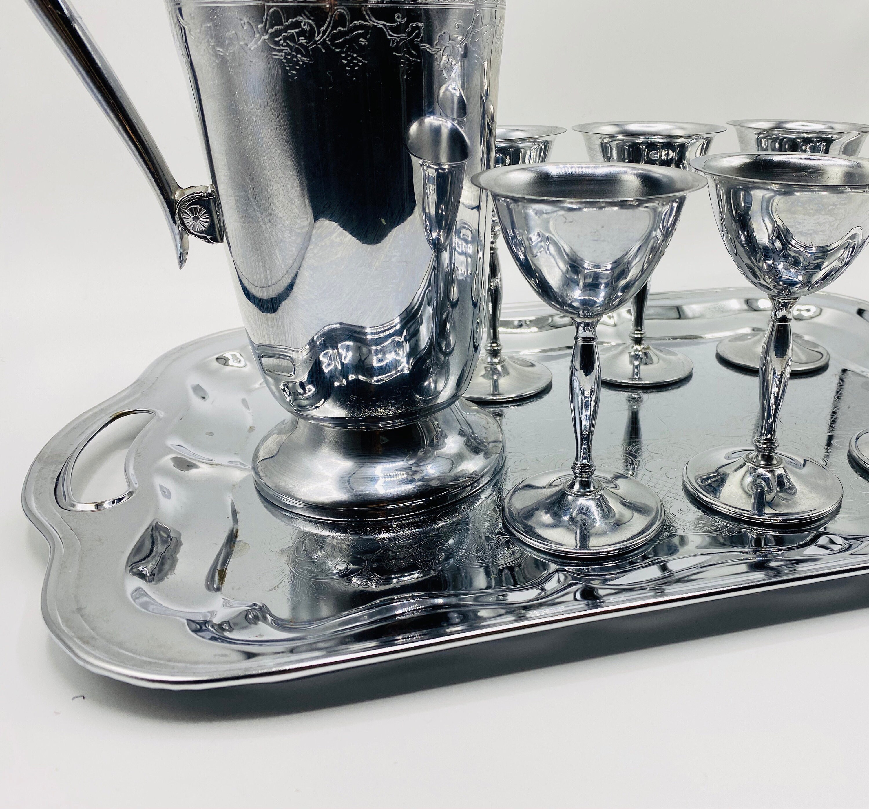 Vintage Art Deco martini cocktail set 1920s 1930s silver grape Etsy