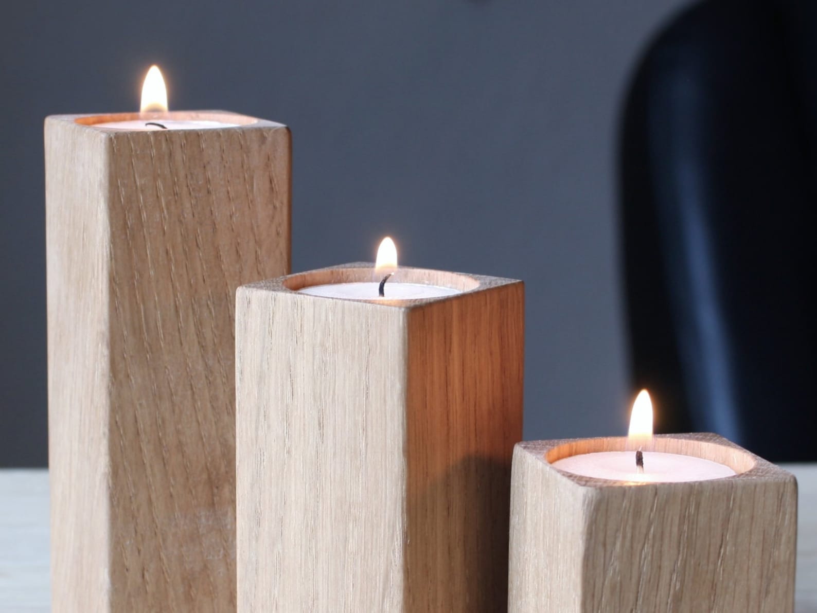 Wooden Candle Holders Set of 3 Oak Wood Candle Holders Oak Etsy