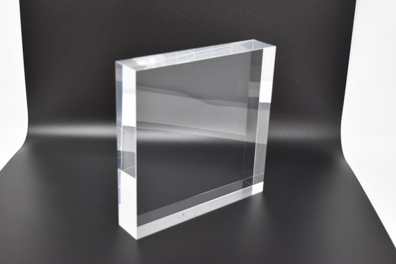 200x200mm Clear Cast Acrylic Block, 40mm, 30mm, 20mm, 15mm Thickness, Hand  Polished 