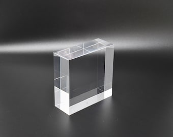100x100mm Clear cast acrylic block, 50mm, 40mm, 30mm, 20mm, 15mm thickness, Hand polished