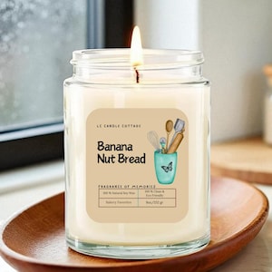 Banana Nut Bread Scented Soy Candle: Bakery Aroma, Vegan, Eco-Friendly