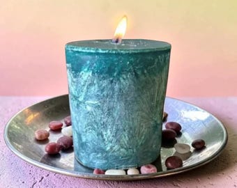 Blue Green Scented Votive Candles, Natural Wax, Eco Friendly Holiday Decor