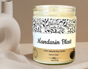 Mandarin Blast - Soy Candle- Citrus Candle- Refreshing Candle- Essential Oil Candle- Gift Ideas- Vegan- Handmade- Made in USA