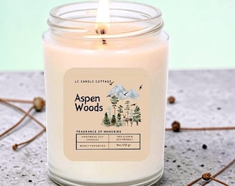 Aspen Woods Soy Candle Woodsy Scent Balsam Cedarwood Handmade USA Vegan Gift