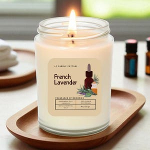 French Lavender Soy Candle: Vegan Aromatherapy, Relaxing Essential Oil