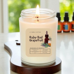 Ruby Red Grapefruit Soy Candle: Aromatherapy Essential Oil Candle, Vegan