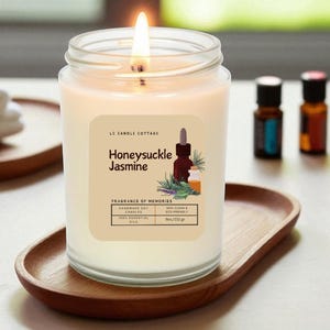 Honeysuckle Jasmine Soy Candle: Vegan Aromatherapy, Essential Oils