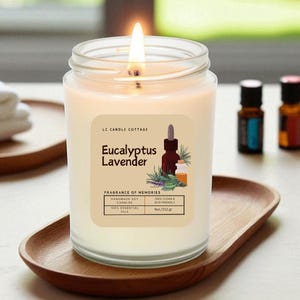 Eucalyptus Lavender Soy Candle: Aromatherapy Essential Oil Blend