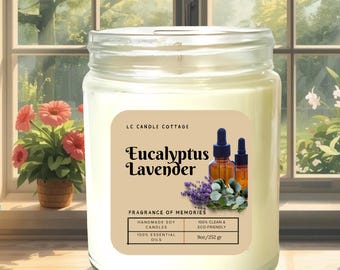 Vela perfumada - Vela de aromaterapia - Vela de soja - Lavanda - Eucalipto