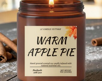 Apple Pie Soy Candle | Fall Scented Vegan Eco-Friendly Home Fragrance Cozy Autumn Gift