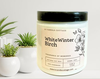 White Winter Birch-  Soy Candle- Natural Candles- Vegan- Essential Oil Candle- Holiday Gifts- Winter Candles- Gift Ideas- Refreshing Scent