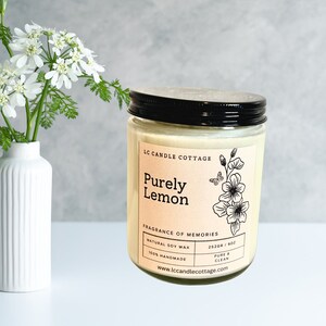 Pure Lemon- Soy Candle - Handmade - Vegan- Essential Oil Candle- Great Gifts Ideas - Refreshing Aromatherapy - Year Round Candles