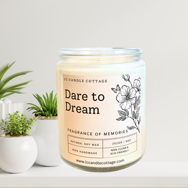 Dare to Dream - Soy Candle- Clean - Vegan- Eco Friendly- Sensual Scent- Valentine Gifts- Clean Fragrance- Gift Ideas