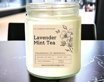 Lavender Mint Tea- Scente Candle- Soy Candle- Essential Oil Candle- Natural Candles- Gift Ideas- Aromatherapy Candles- Housewarming Gifts