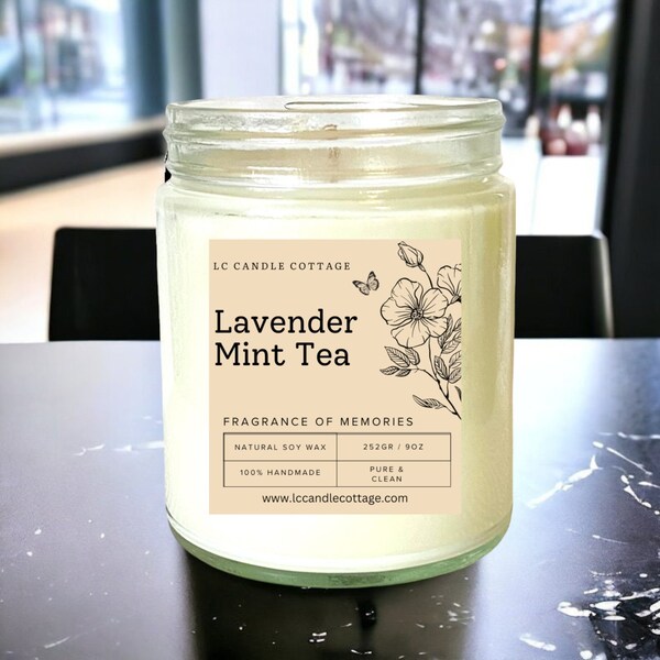 Lavender Mint Tea- Scente Candle- Soy Candle- Essential Oil Candle- Natural Candles- Gift Ideas- Aromatherapy Candles- Housewarming Gifts