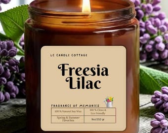 Naturligt Freesia Lilac Soy-ljus - Rent brinnande blomdoft för vårgåvor