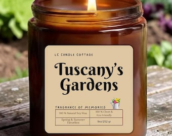 Tuscany Garden Tomato Leaf Citrus Soy Candle - Vegan Eco-Friendly Gift for Herb Lovers