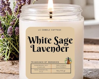 White Sage Lavender Soy Candle: Natural Aromatherapy for Sleep & Stress Relief