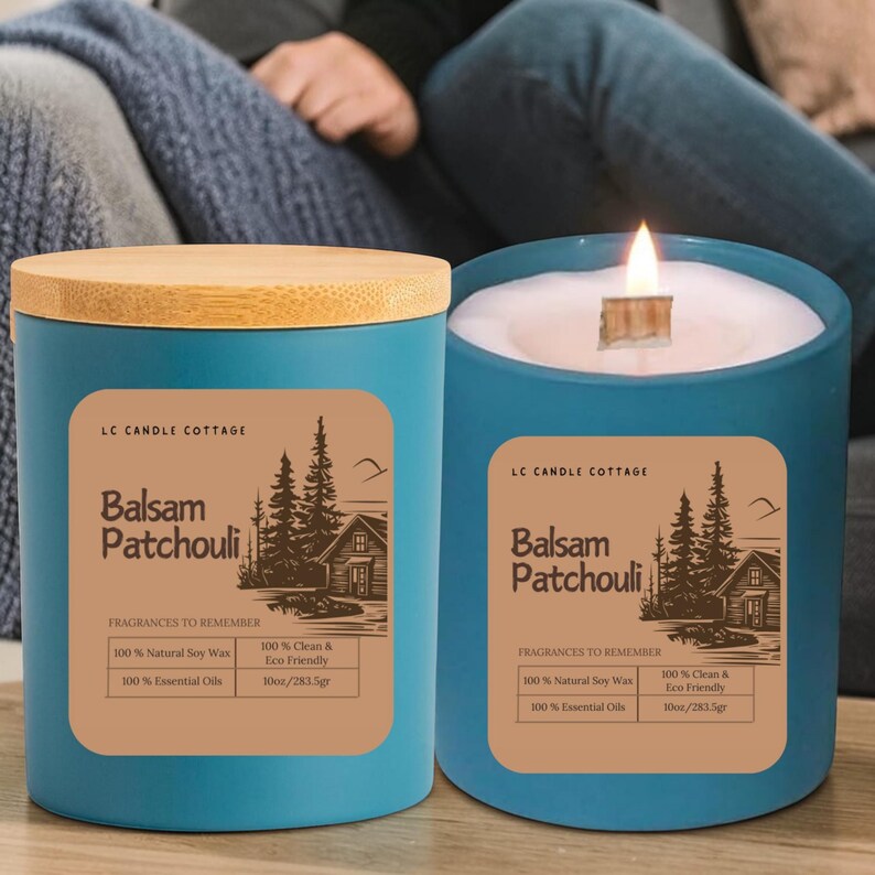Balsam Patchouli Soy Candle – Crackling Wood Wick, Essential Oils, Clean Burn image 9