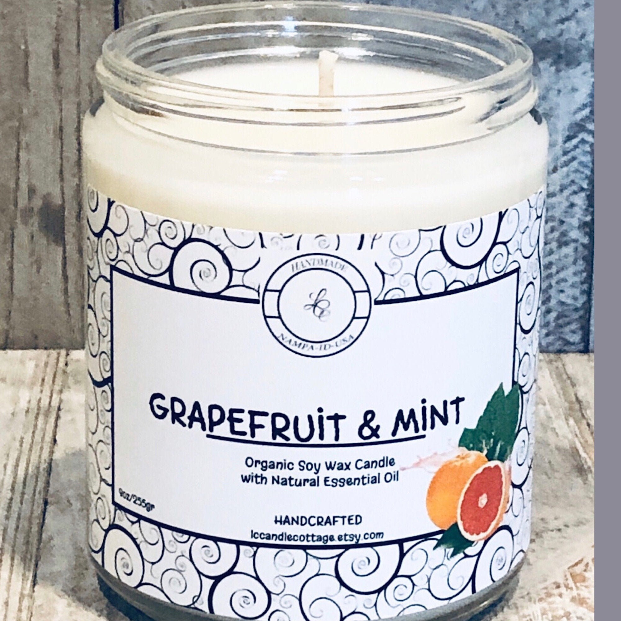 Grapefruit & Mint Organic Soy Candle Vegan Natural Candle Etsy