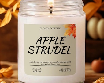 Apple Strudel Soy Candle | Hand-Poured, Vegan, Fall Aromatherapy (9oz)