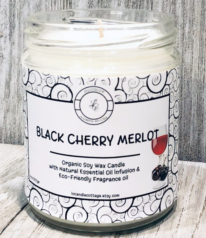 Black Cherry Merlot Organic Soy Candle Wine Candles Vegan Etsy