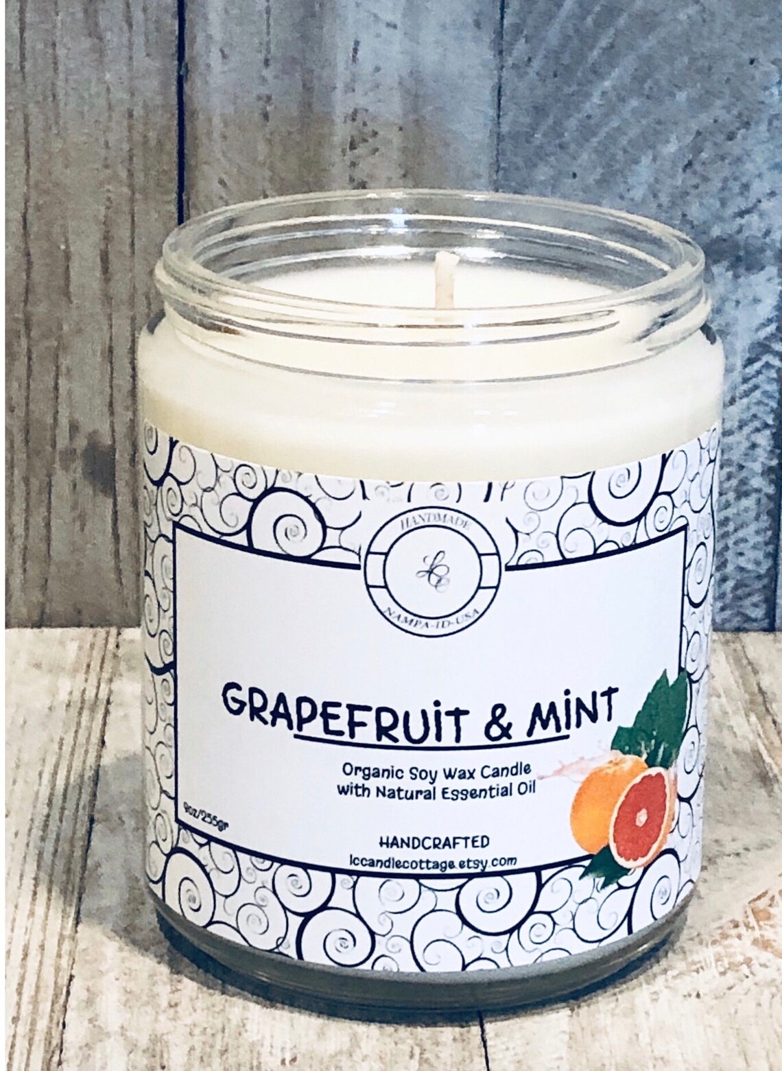 Grapefruit & Mint Organic Soy Candle Vegan Natural Candle Etsy