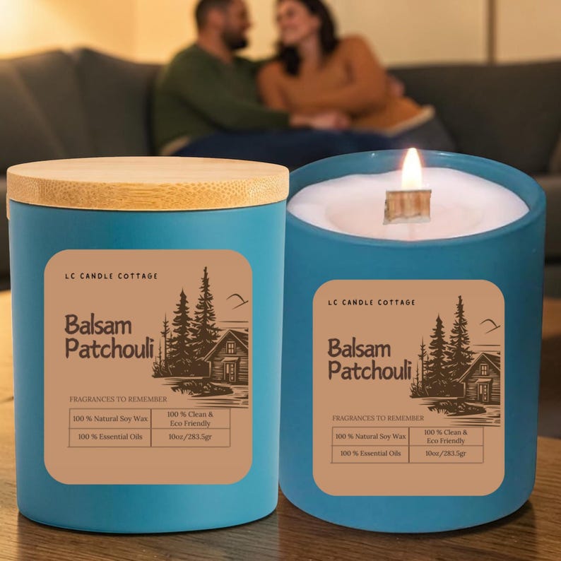 Balsam Patchouli Soy Candle – Crackling Wood Wick, Essential Oils, Clean Burn image 7