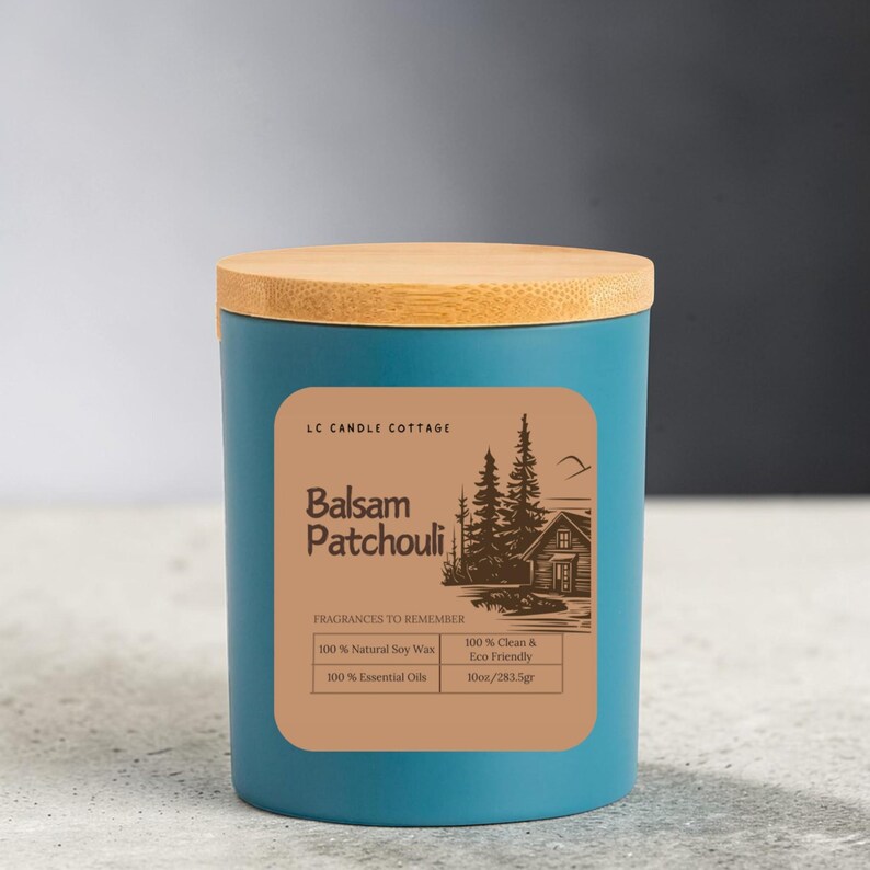 Balsam Patchouli Soy Candle – Crackling Wood Wick, Essential Oils, Clean Burn image 2