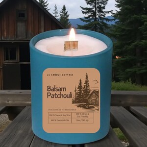 Balsam Patchouli Soy Candle – Crackling Wood Wick, Essential Oils, Clean Burn image 4