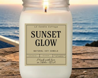 Farmhouse Decor: Sunset Glow Scented Candle | Soy & Essential Oils Gift