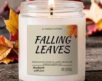 Falling Leaves Scented Soy Candle | Cinnamon Apple Spice | Autumn Fragrance Gift