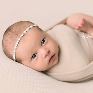 Baptism Headband, Christening Headband, Baby Rhinestone Headband, Baby Pearl Headband, Baby Headband, Newborn Headband,  Newborn Photo Prop