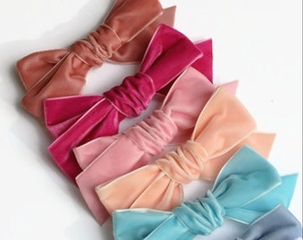 Velvet Hair Bow, Handtied Velvet Bow, Handtied Bow, Schoolgirl Bow, Bows for Girls, Velvet Bow Clip, Velvet Bow Headband