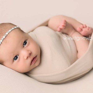 Dainty Newborn Headband, Rhinestone Pearl Newborn Headband, Photography Props, Rhinestone Pearl Tieback, Simple Headband