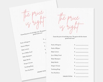 The Price Is Right Game, Baby Shower Games, Blush Pink Modern Minimalist Baby Shower, Baby Shower Price Is Right, Instant Download, SP02