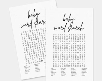 Baby Shower Word Search Game, Baby Shower Games, Minimalist Baby Shower, Modern Baby Shower, Instant Download, SP01