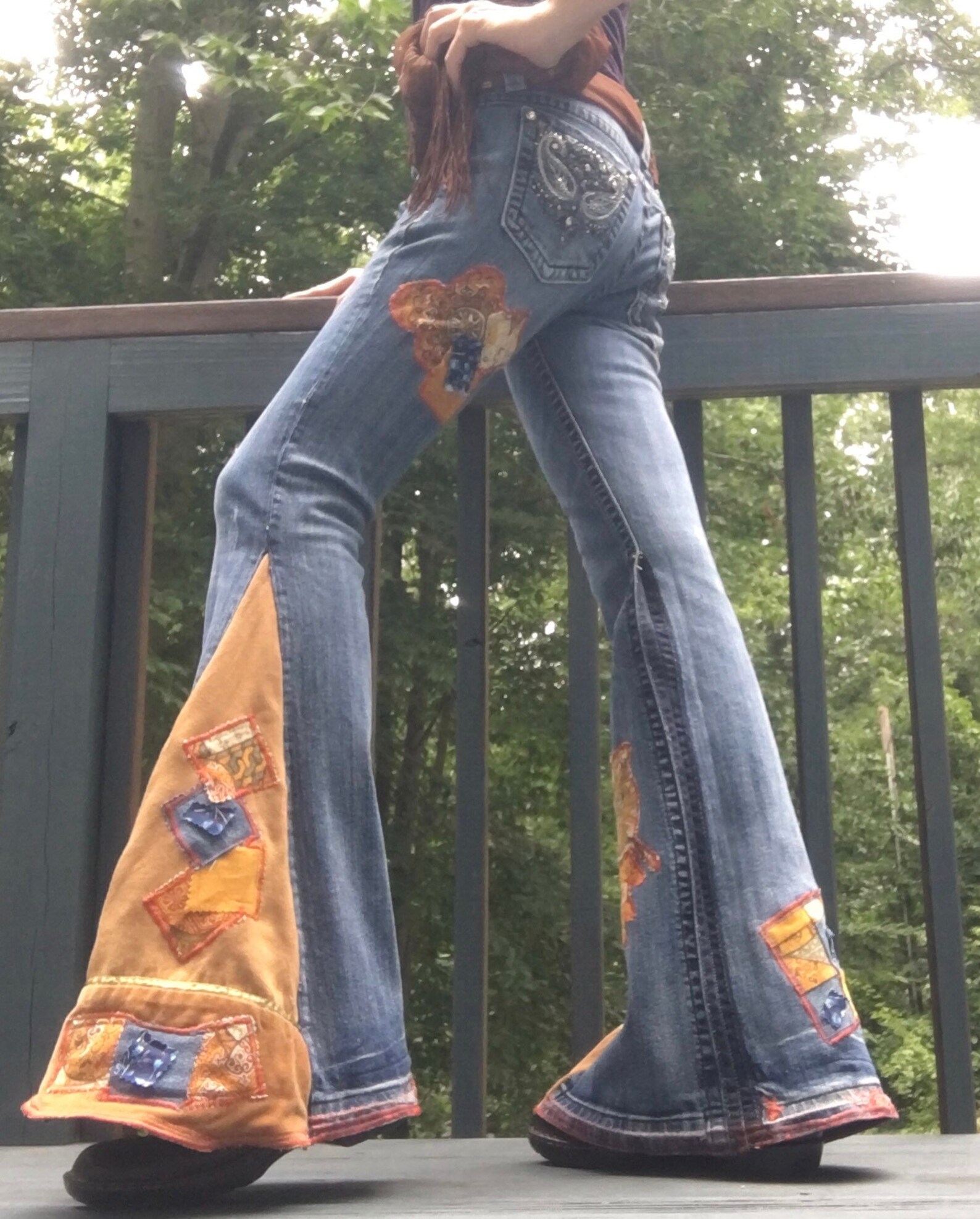 Bell bottom jeans hippie Woodstock 60s 70s Miss Me size 28 low Etsy