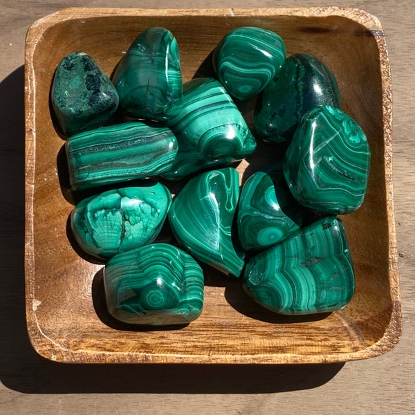 Malachite TUMBLED Medium & Large - Tumbled Malachite - Heart Chakra Stone - Insomnia Crystals - Healing Crystals and Stones