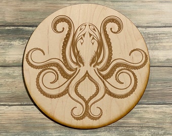 Octopus Crystal Grid    - Altar Decoration - Wood Crystal Grid